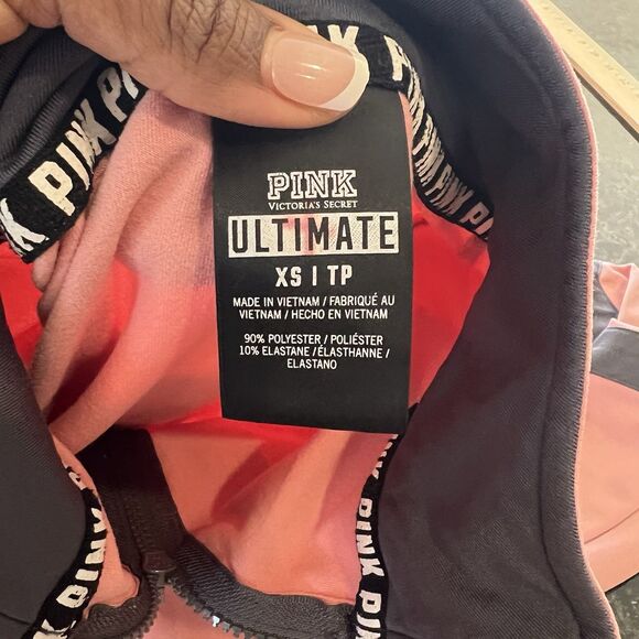 Victoria’s Secret PINK Ultimate 1/4 Zip Logo Pullover Top XS Pink/Charcoal M - Picture 14 of 14